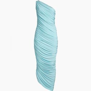 Norma Kamali Diana Ruched One-Shoulder Gown in Powder Blue